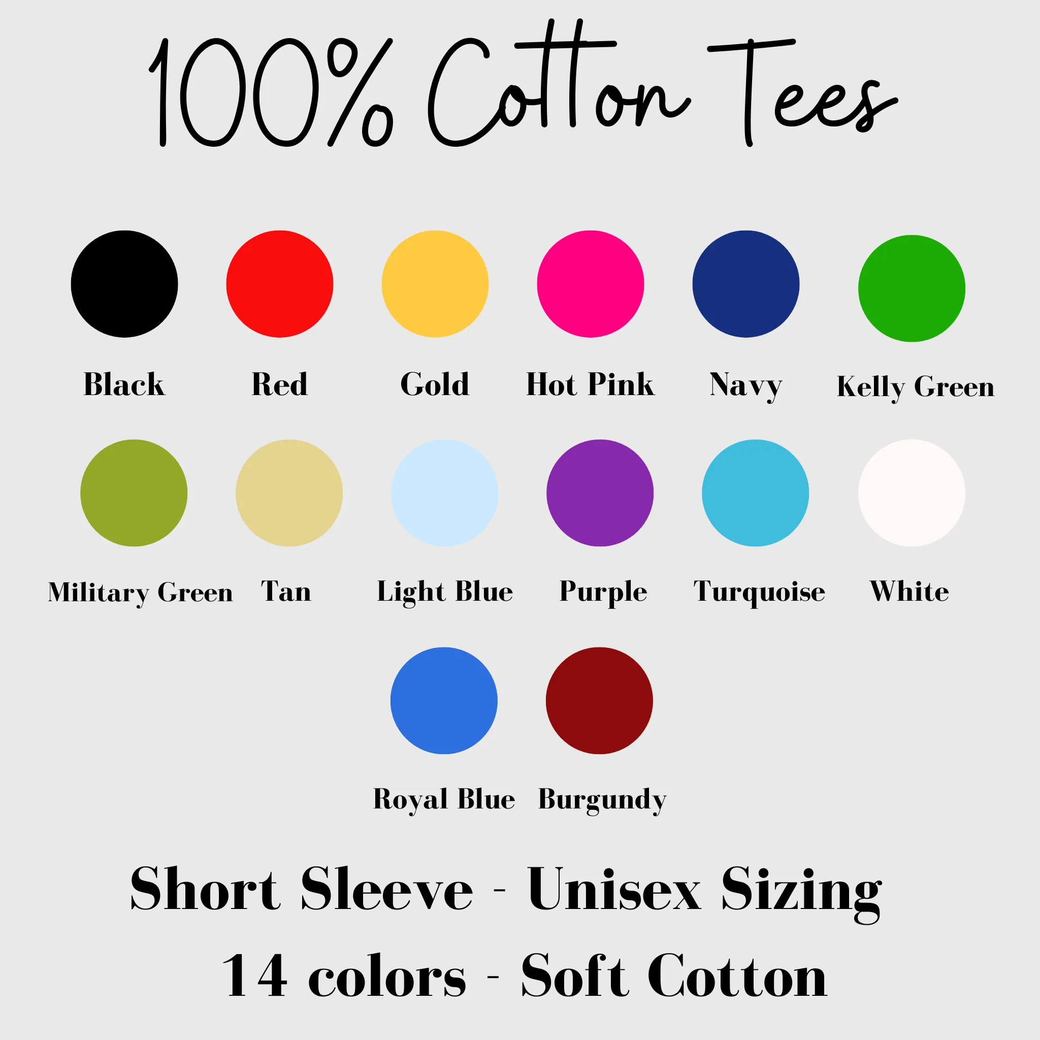 100% Cotton Unisex Short Sleeve Tees