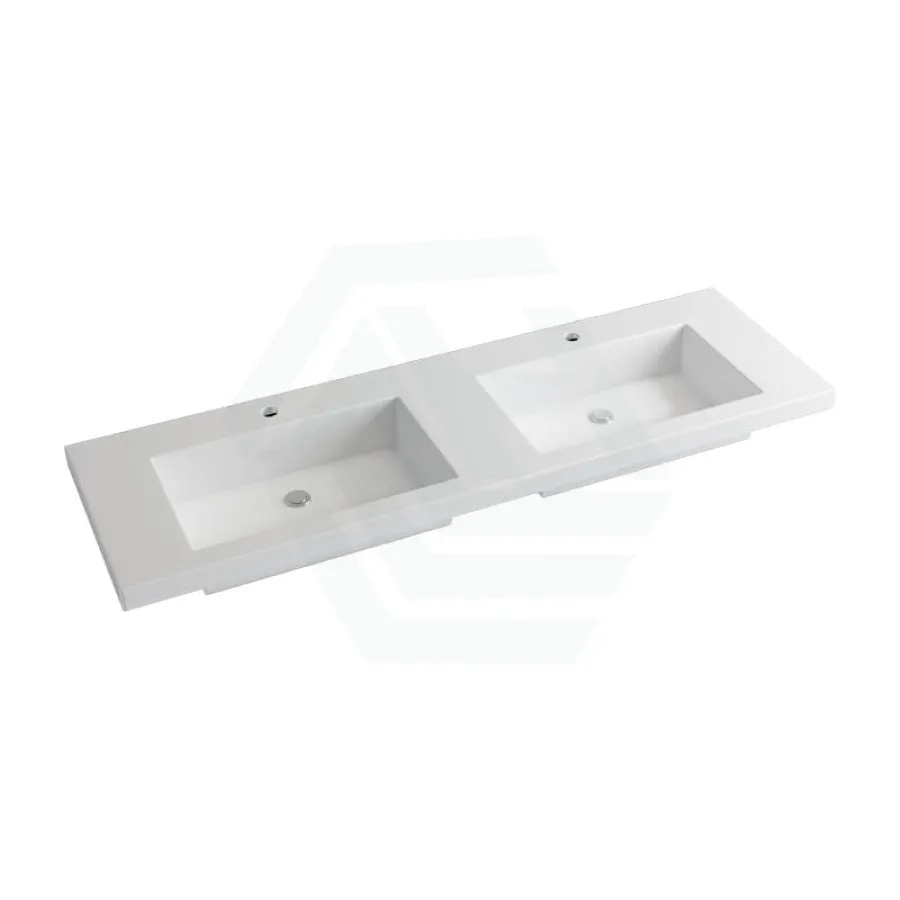 1500x465x135mm Poly Top for Bathroom Vanity Double Bowls 2 Tap hole NO Overflow