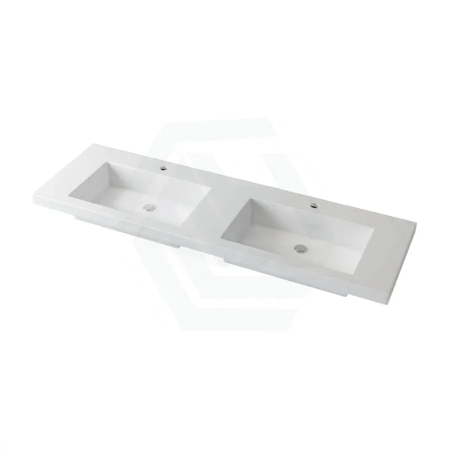 1500x465x135mm Poly Top for Bathroom Vanity Double Bowls 2 Tap hole NO Overflow