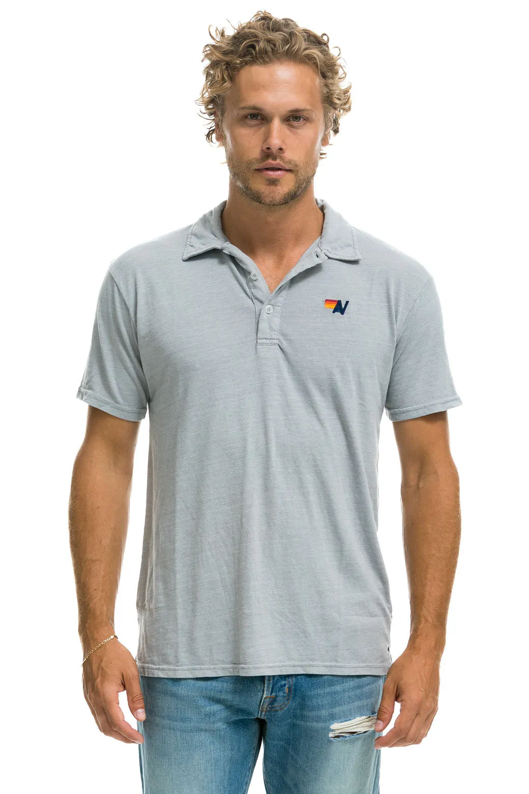 AVIATOR NATION POLO - LIGHT GREY