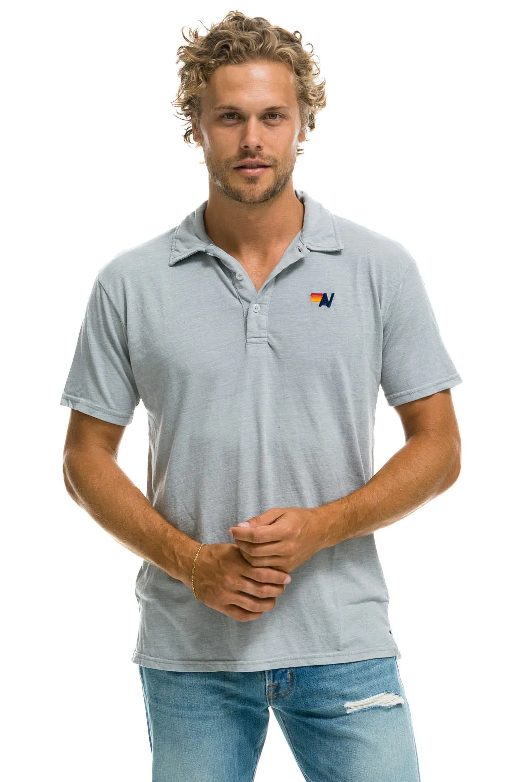 AVIATOR NATION POLO - LIGHT GREY