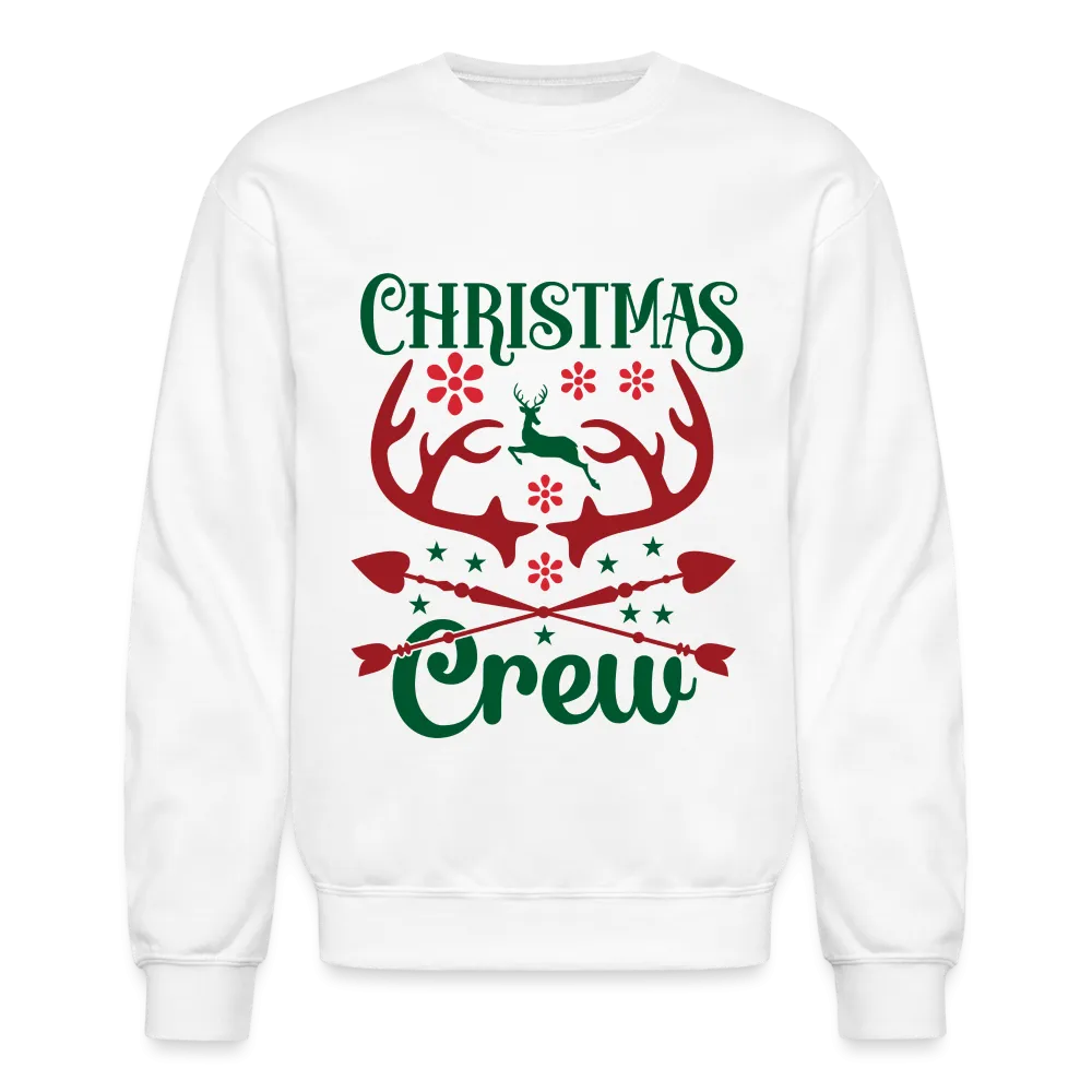 Christmas Crew Sweatshirt - Reindeer Antlers & Hearts Design