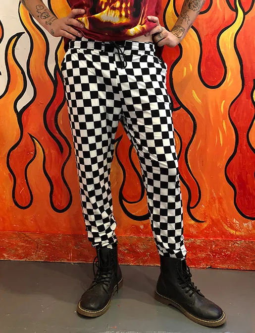 DOOF JOGGERS - BLACK & WHITE CHECKERBOARD