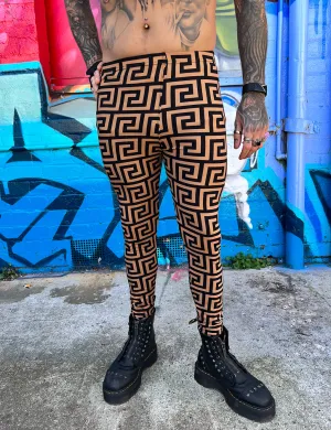 DOOF MEGGINGS - BLACK & BROWN MAZE