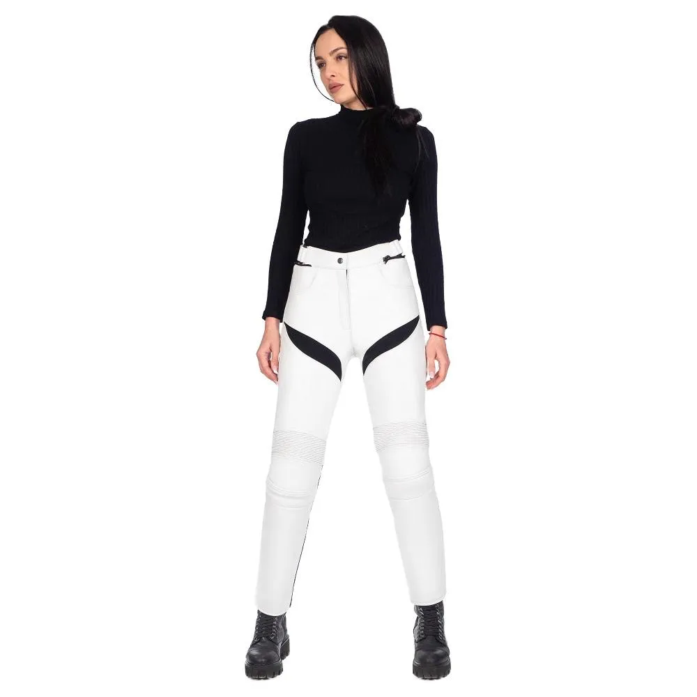 Enigma White Women's Motorcycle Leather Pants