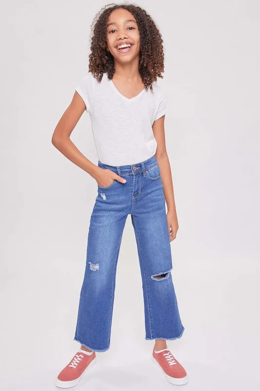 Girls Millie Wide Leg Fray Hem Jean