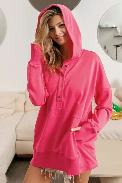 Half Snap Thumbhole Long Sleeve Hoodie