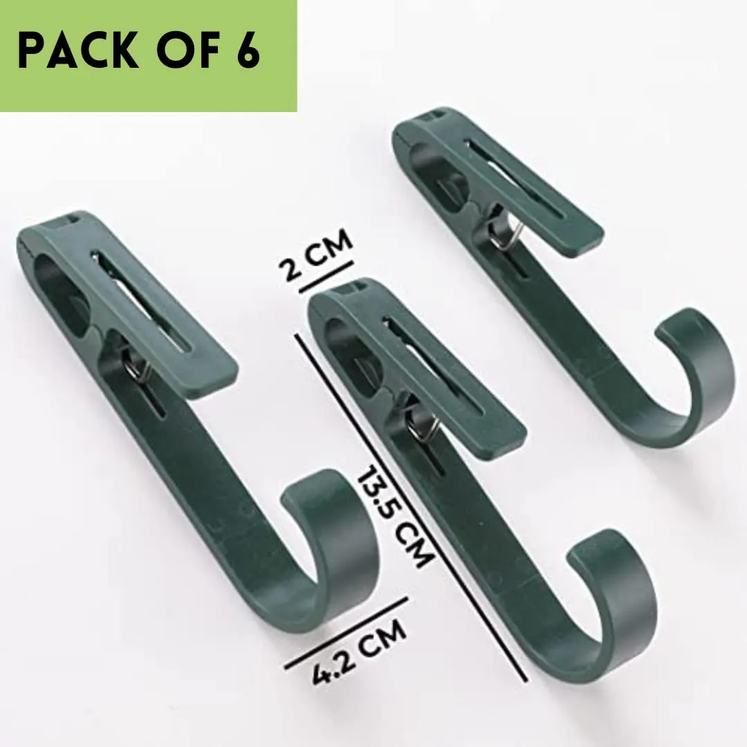 Kuber Industries Multipurpose Bar Hooks & Pins for Laundry, Kitchen, & Wardrobe ABS|Durable, Strong Grip|Easy to Use| Pack of 6 |Green