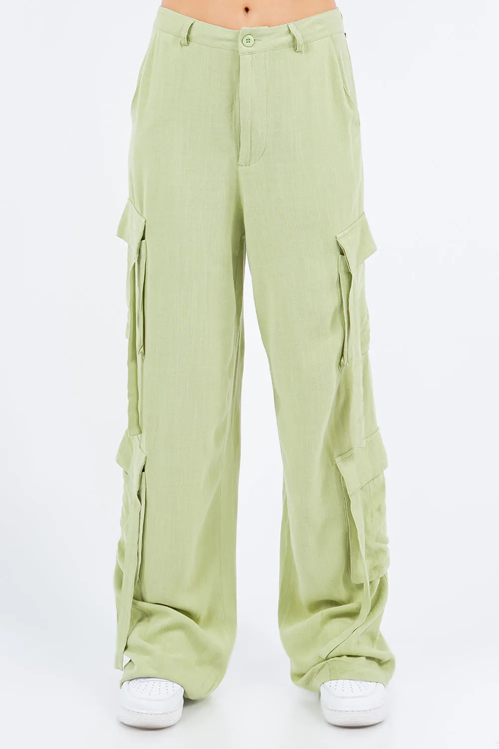 Linen Wide Leg Cargo Pants