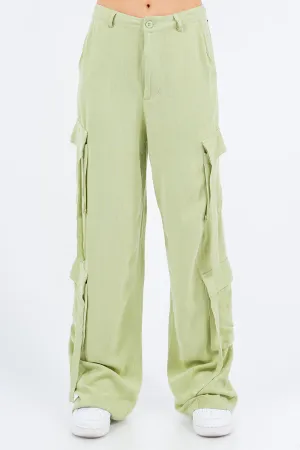 Linen Wide Leg Cargo Pants