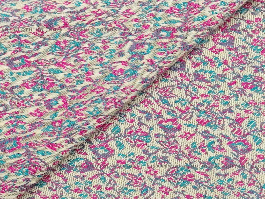 Magenta Flowers Printed Wool Fabric