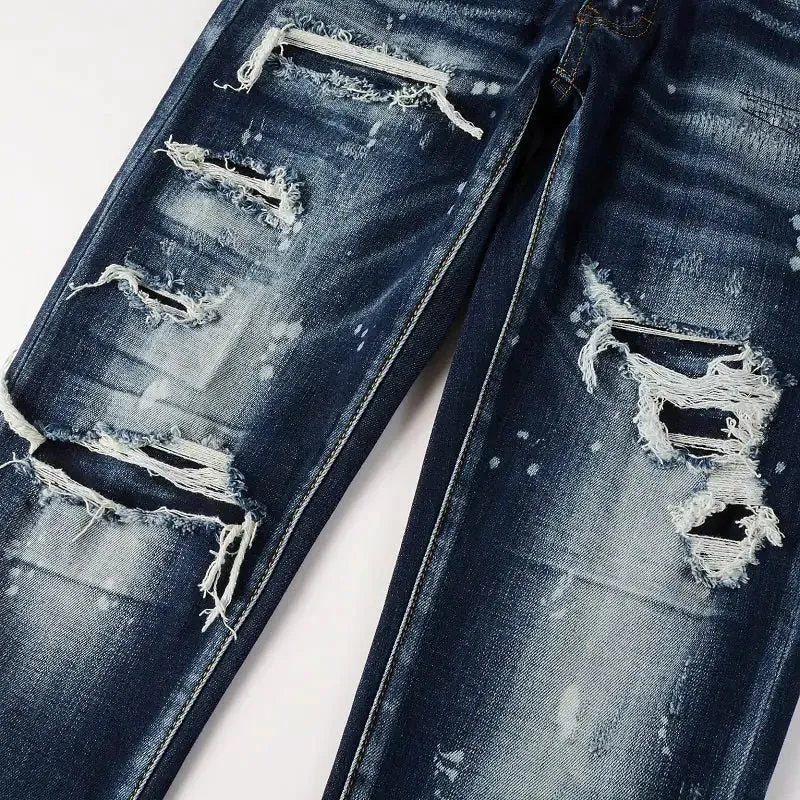 Men's Slim Hole Denim Jeans^