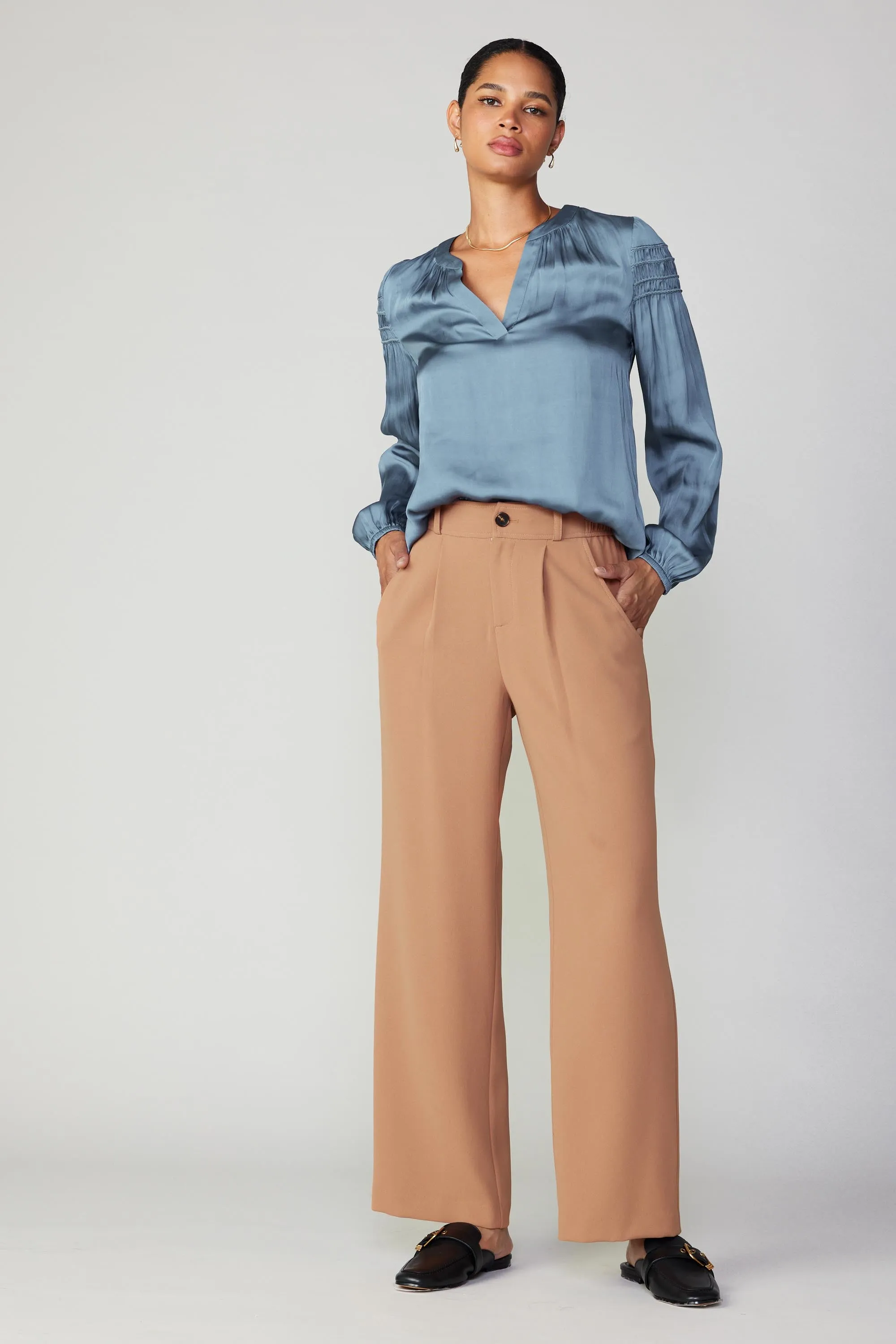 Pleated Wide Leg Pant