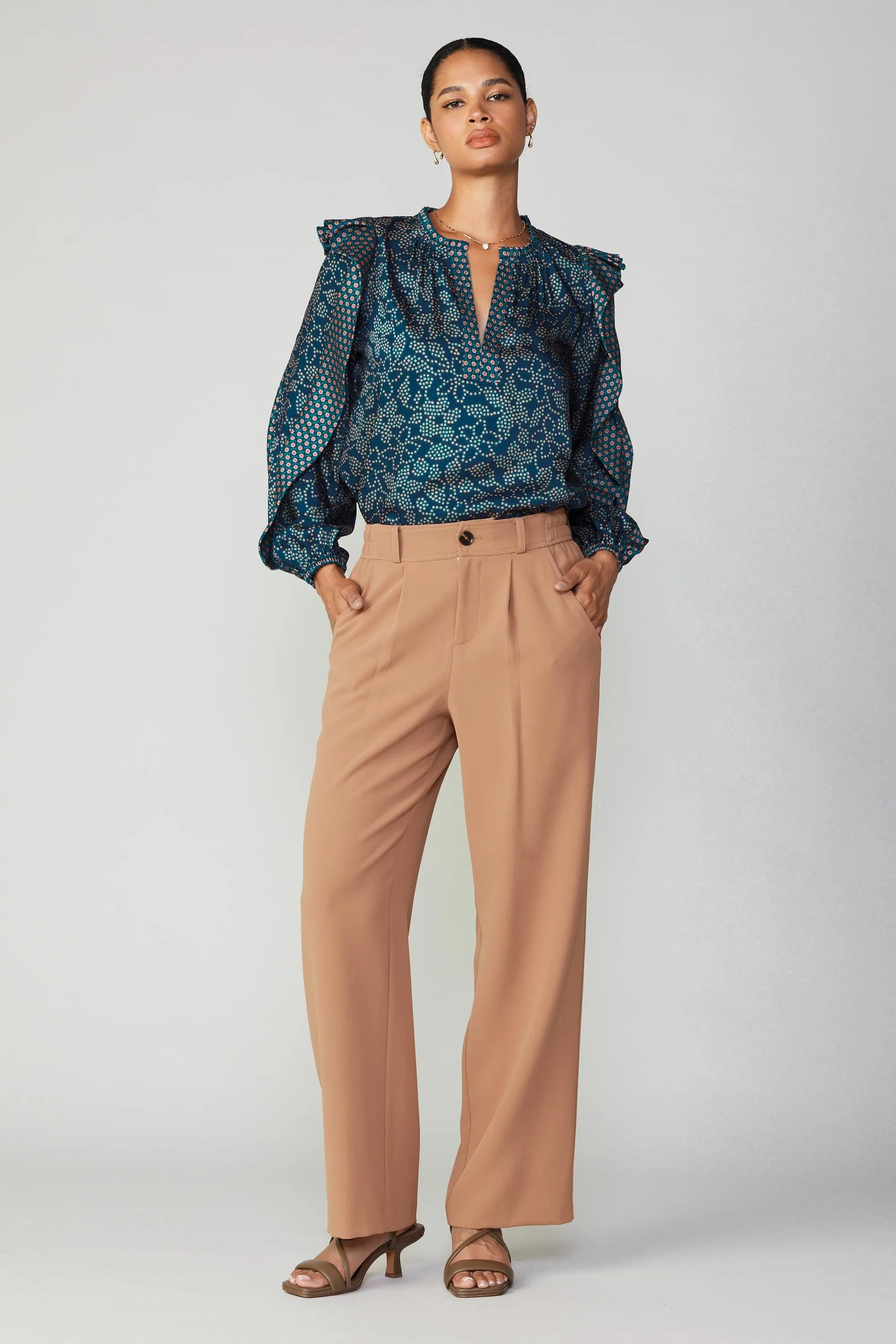 Pleated Wide Leg Pant