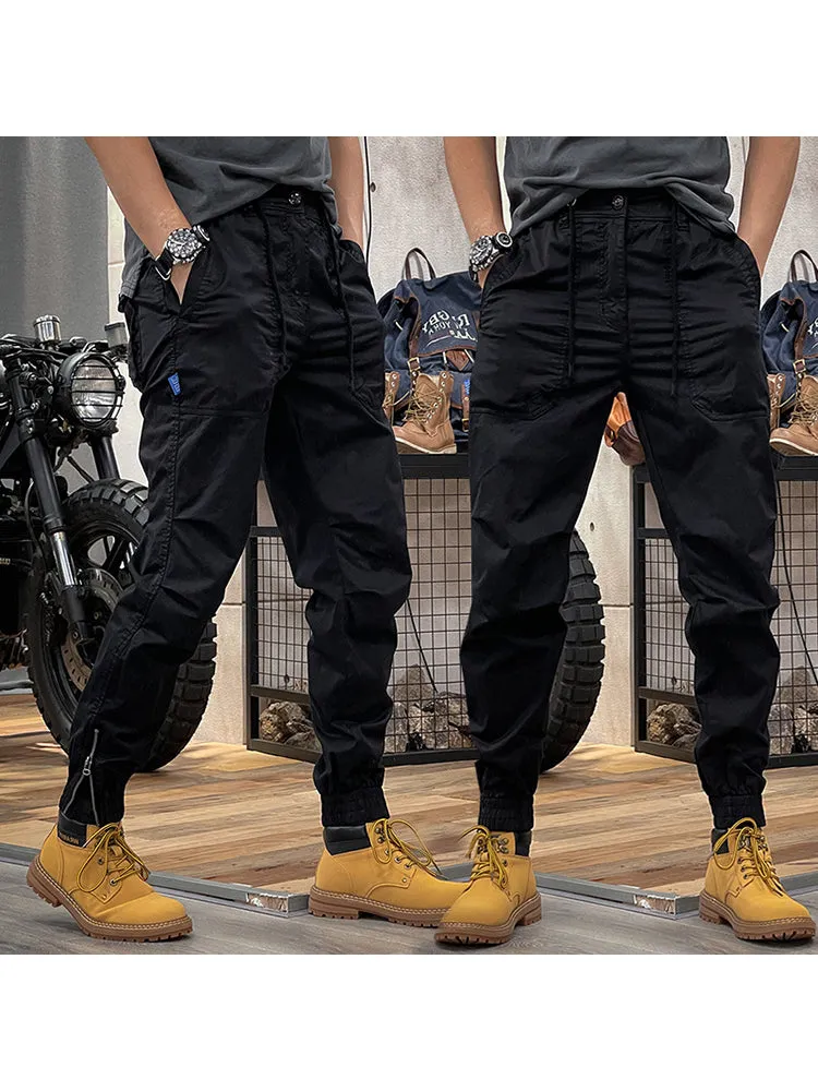 Retro Lastic Waist Multi-Pocket Loose Cargo Pants