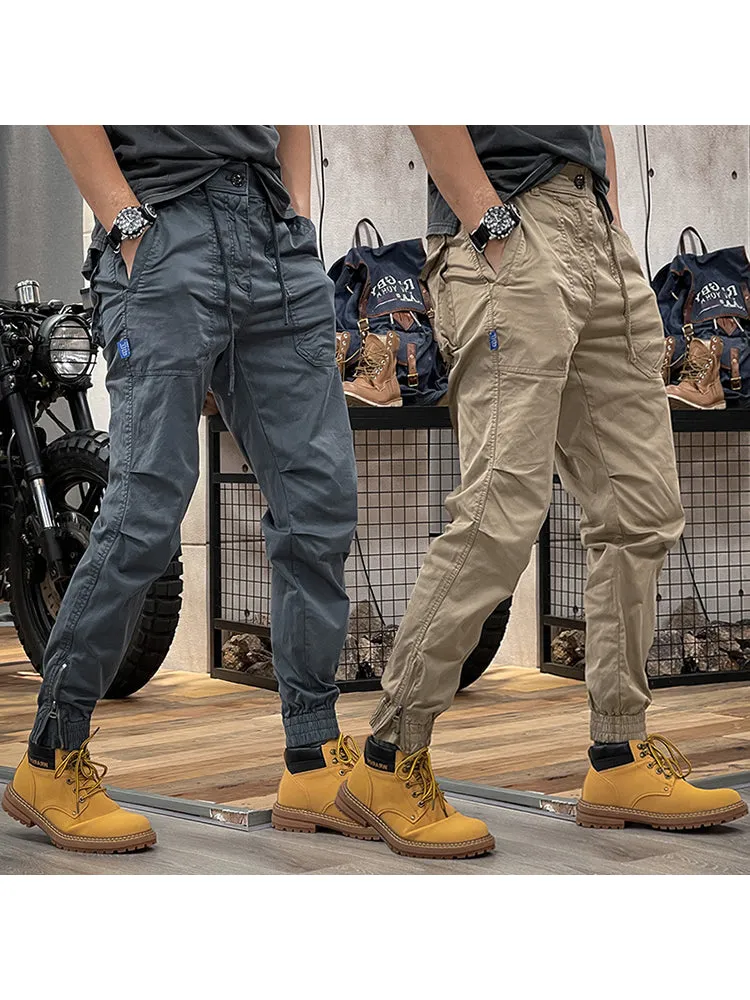 Retro Lastic Waist Multi-Pocket Loose Cargo Pants