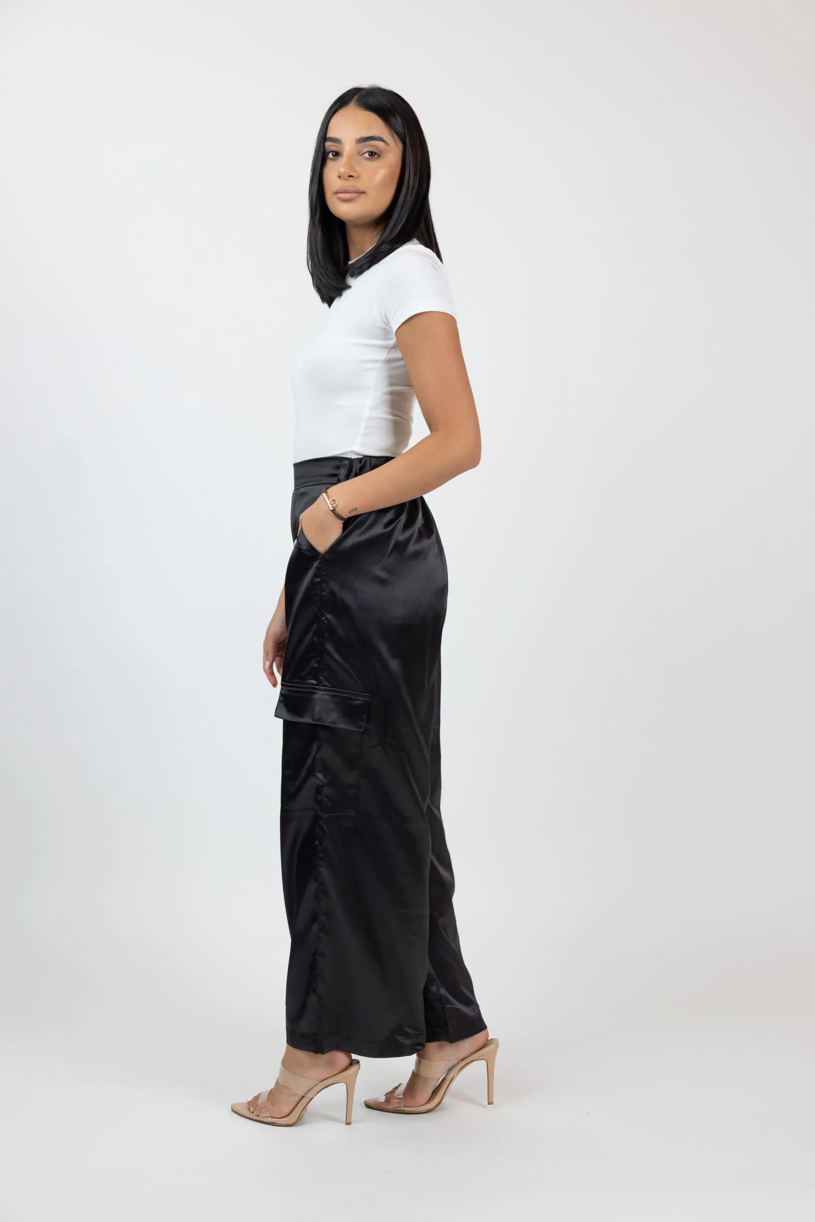 Satin Cargo Pants