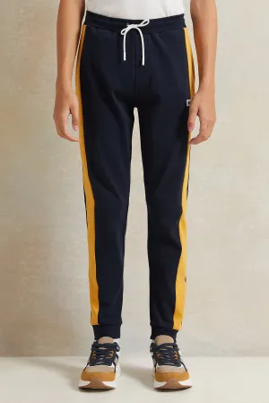 Senior Boys Black With Yellow Strip Jogger