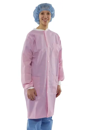 SMS Lab Coats PINK  with Knit Collar & Cuffs (Case of 30) Size XL