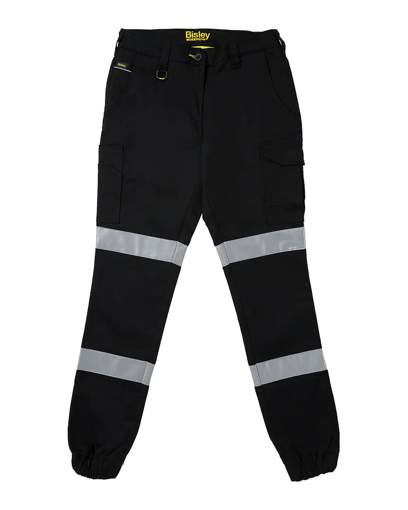 Tradies Womens Taped Cotton Cargo Cuffed Pants Value Pack - Black