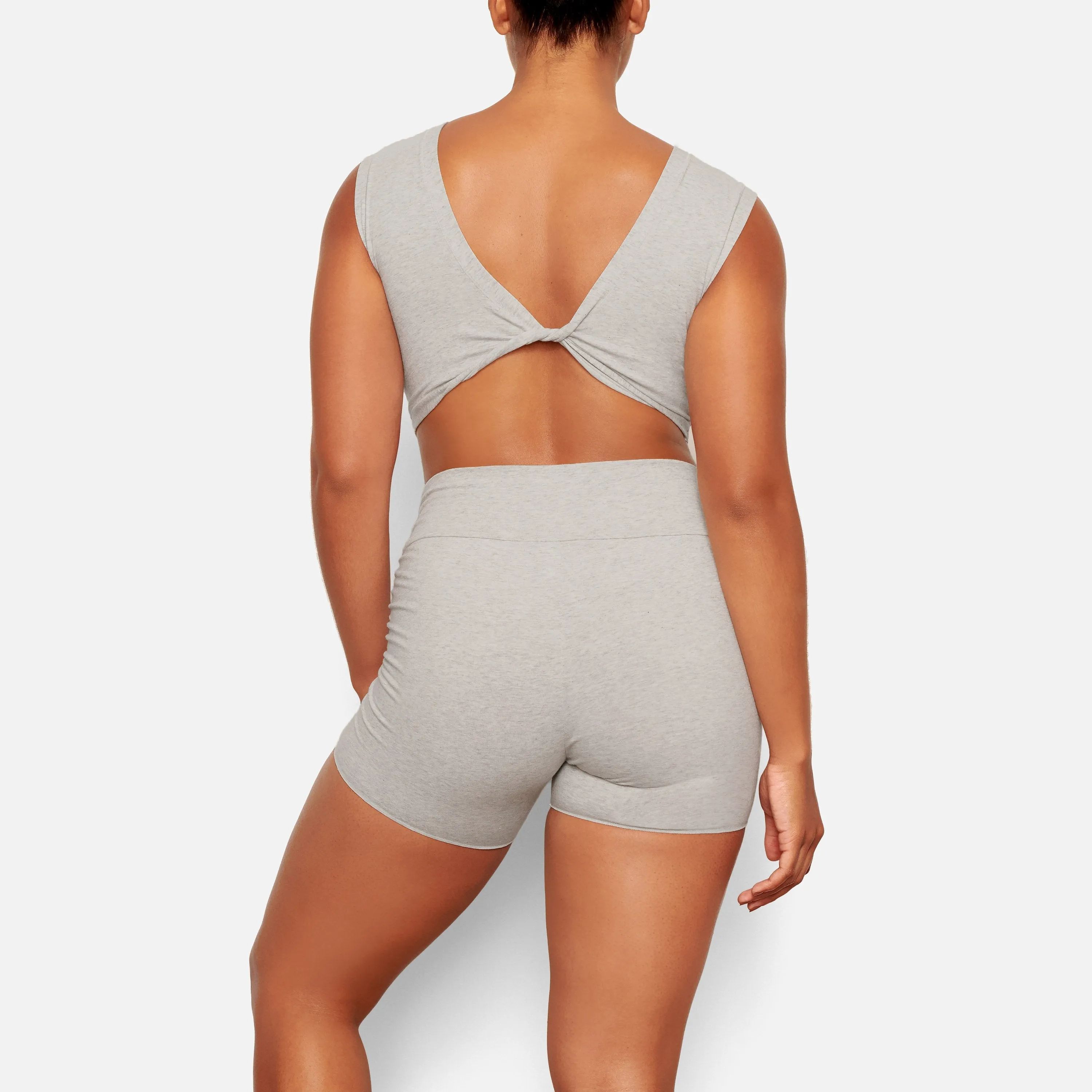 TWIST CROP TOP | LIGHT HEATHER GREY