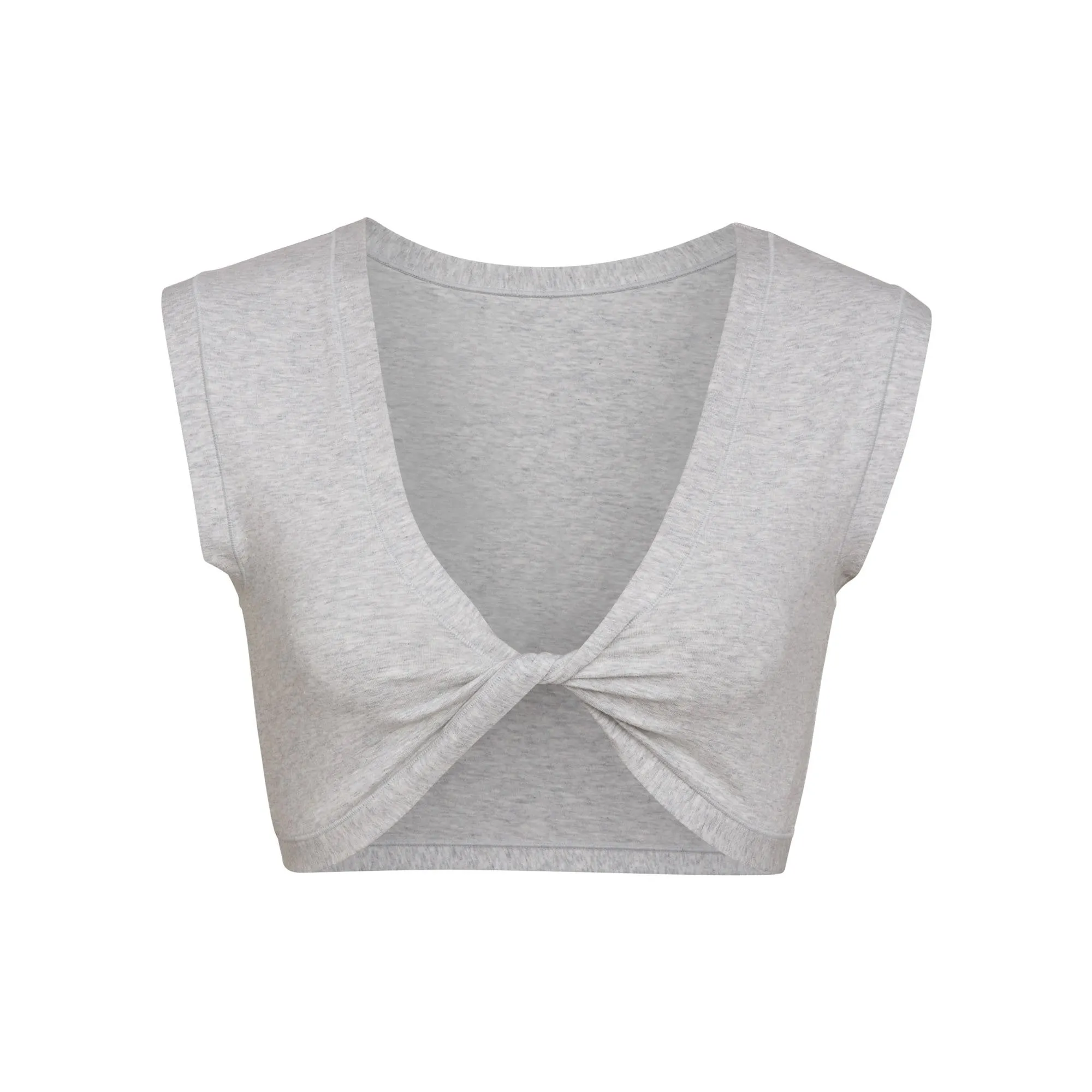 TWIST CROP TOP | LIGHT HEATHER GREY