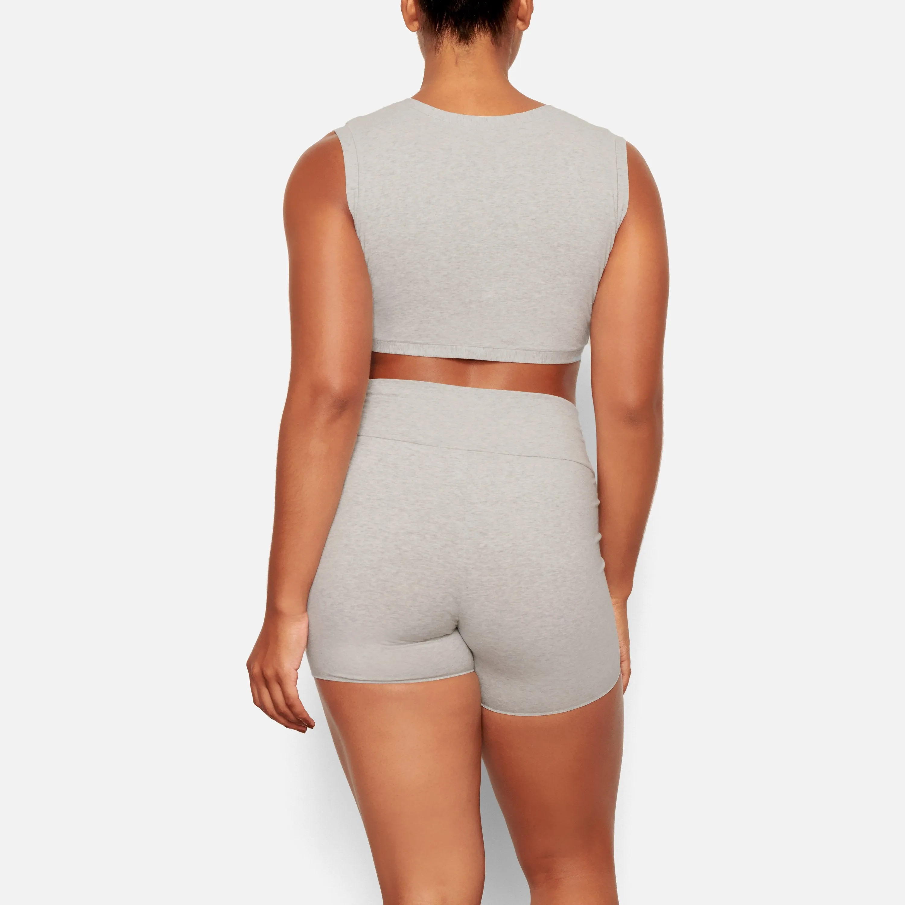 TWIST CROP TOP | LIGHT HEATHER GREY