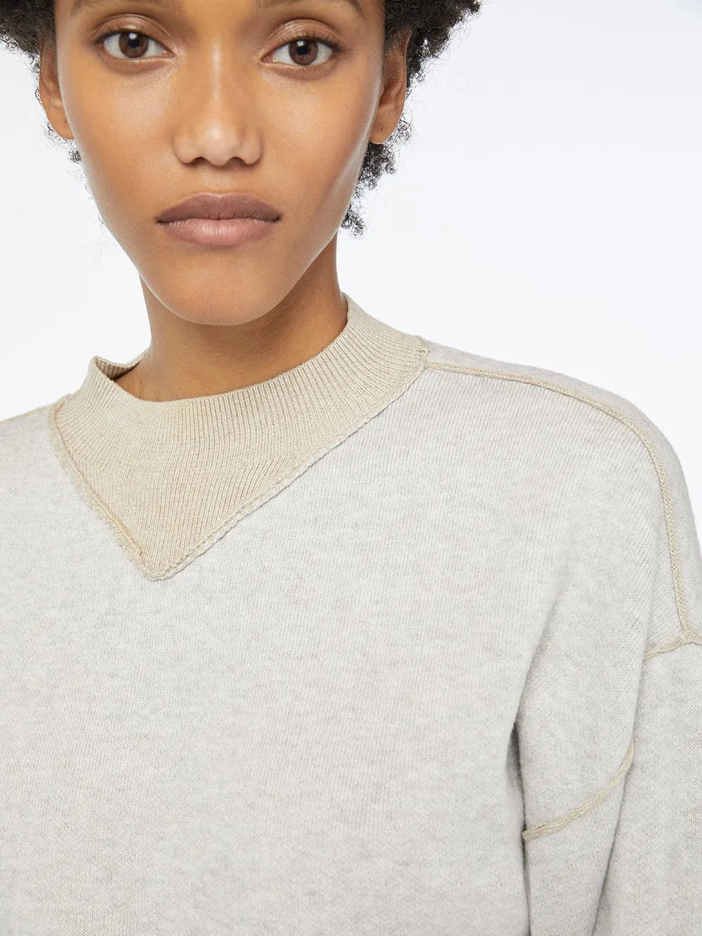 Two Tone Jacquard Crew -- Oatmeal Multi