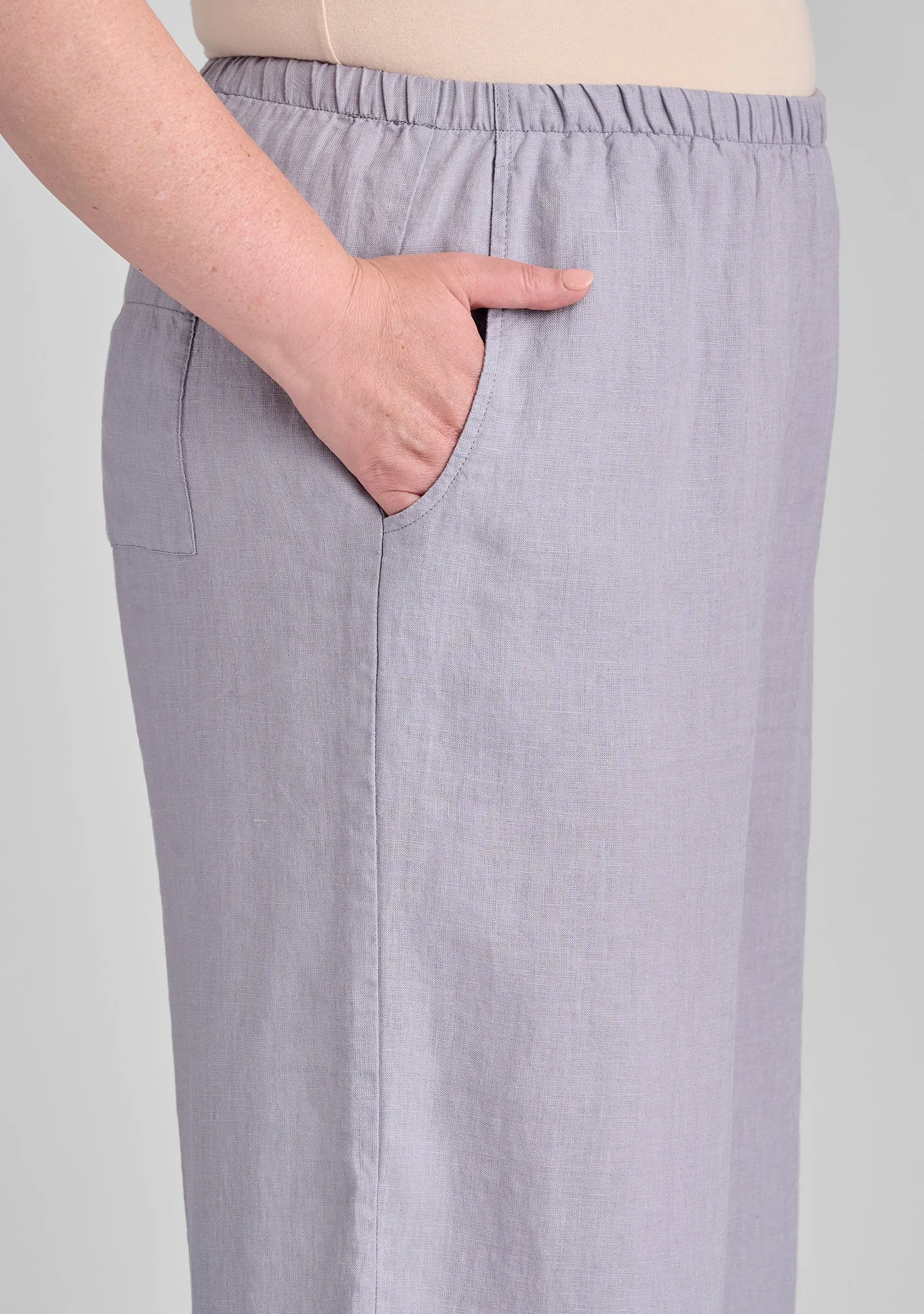 Vented Cuff Pant - Linen Pants With Elastic Waist